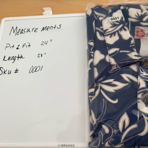 Vintage 90s Hilo Hattie Blue White Floral Hawaiian Aloha Shirt Mens Large - Picture 7 of 7